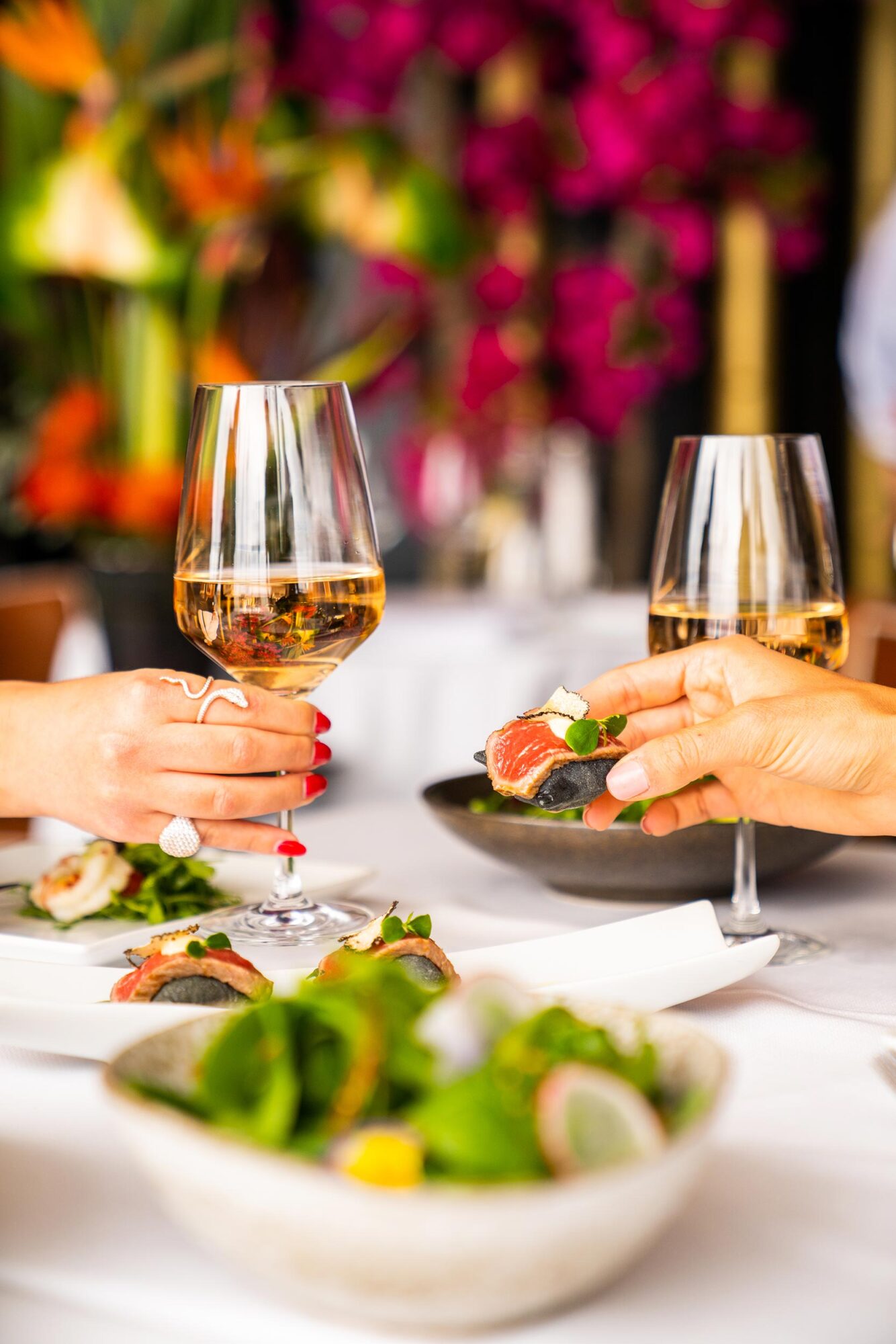 Two wine glass toast